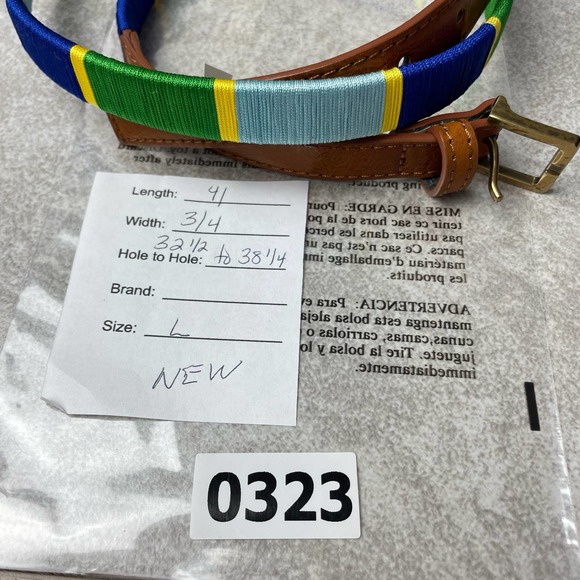 Sonoma Brown Thin Faux Vegan Leather Blue Green Yellow Fabric Pattern Large NWT - Picture 2 of 7